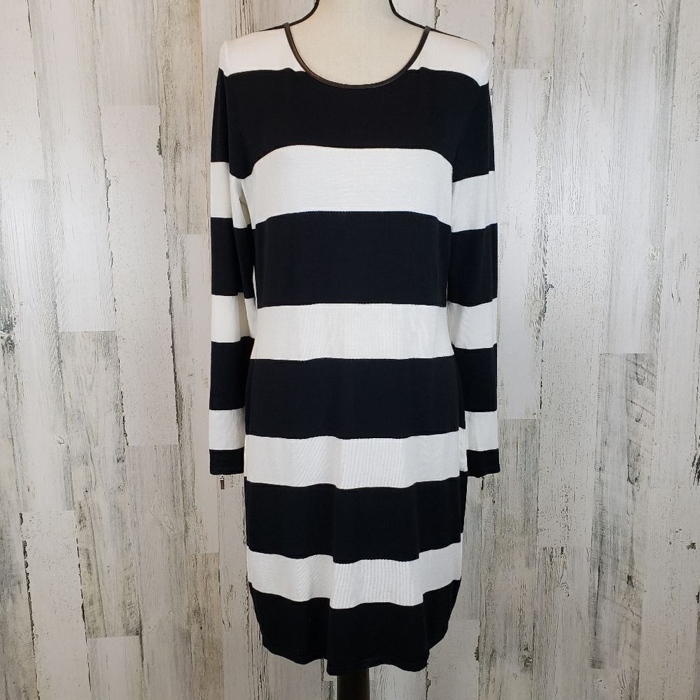 INC Striped Sweater Dress Long Sleeves Size Petite Large